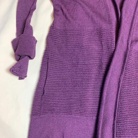 Lululemon Sit In Lotus Wrap II Heathered Plum Cardigan Merino Wool Sweater A32 - Picture 7 of 8